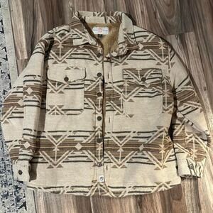 Free Planet Men's Jacket Aztec print Fleece lining, button up jacket Sz X-LARGE